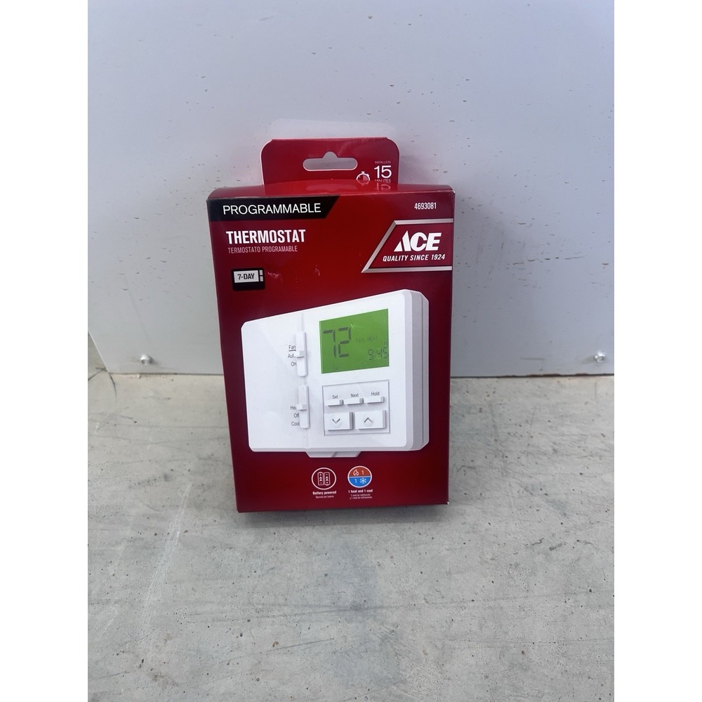 Ace Programmable Thermostat 1 Heat/ 1 Cool Setting 4693081 New